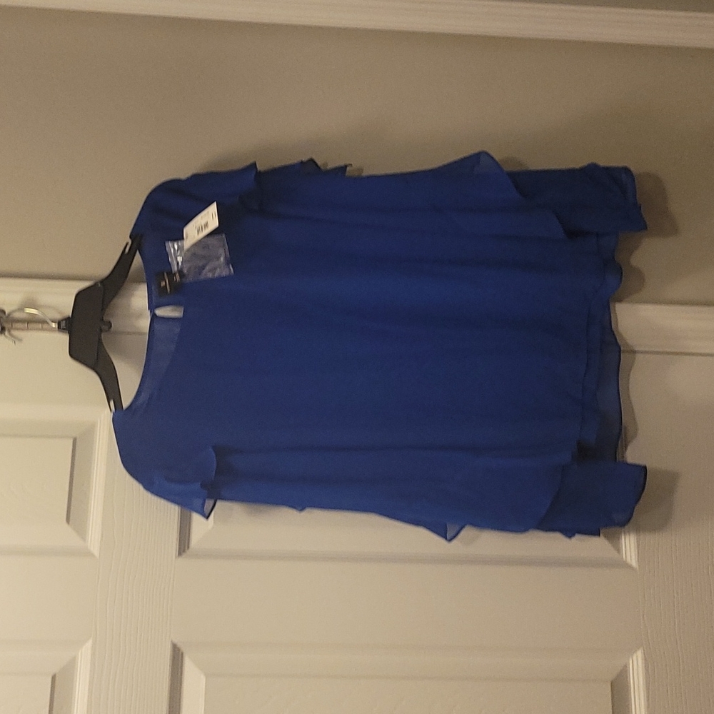 Women Royal blue ruffle blouse